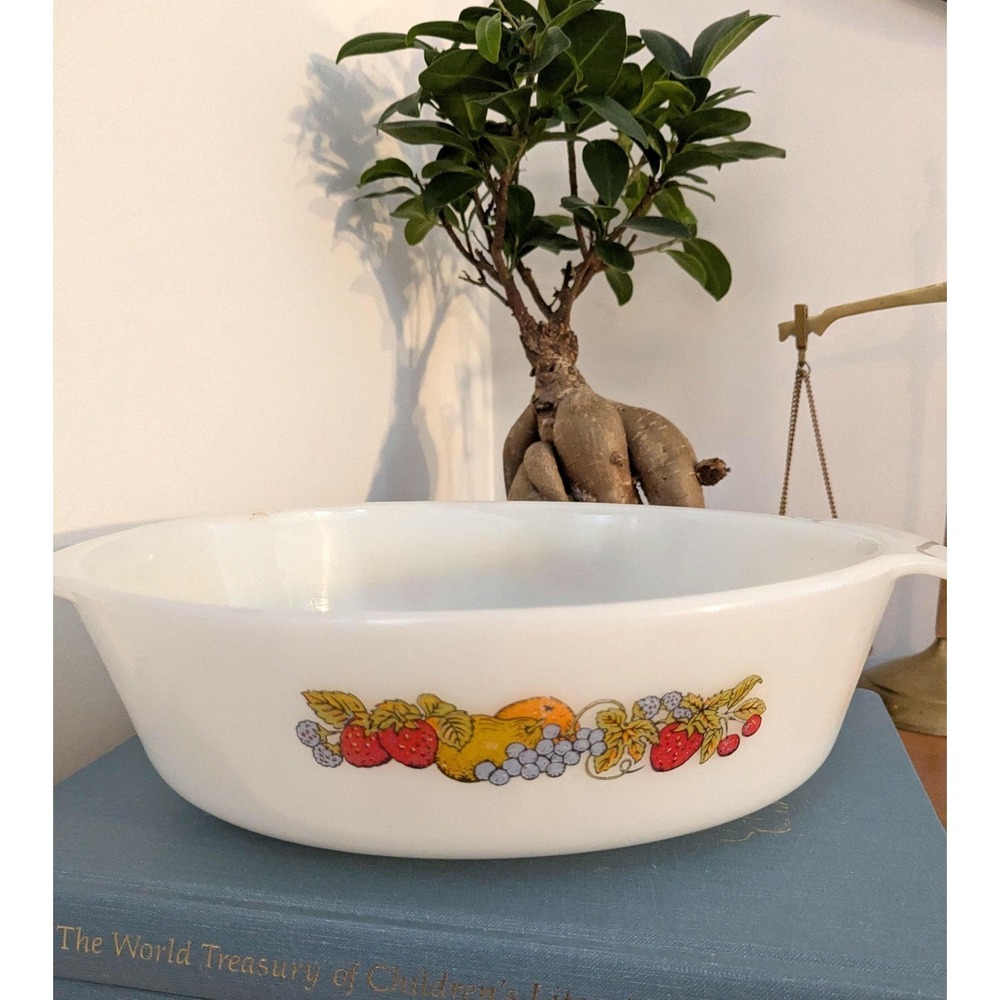 Vintage Fire King Anchor Hocking Oval Casserole Dish, Milk Glass Baking Dish